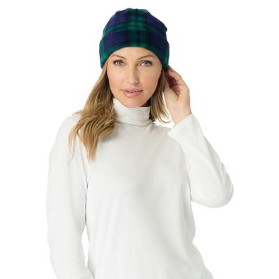 Women's Cuffed Fleece Hat by Accessories For All in Evening Blue Plaid