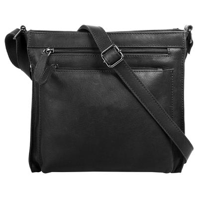 Umhängetasche CLUTY, Damen, Gr. B/H/T: 24cm x 22cm x 9cm onesize, schwarz, Leder, unifarben, Taschen, echt Leder Image