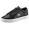 Sneaker CALVIN KLEIN JEANS "CLASSIC CUPSOLE LACEUP LOW LTH", Herren, Gr. 43, schwarz, Leder, casual, Schuhe, mit kontrastfarbigen Logodruck, Freizeitschuh, Halbschuh, Schnürschuh