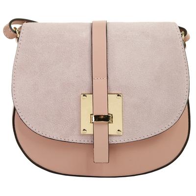 Umhängetasche CLUTY, Damen, Gr. B/H/T: 22cm x 20cm x 6cm onesize, rosa, Leder, beschichtet, Taschen, echt Leder, Made in Italy Image