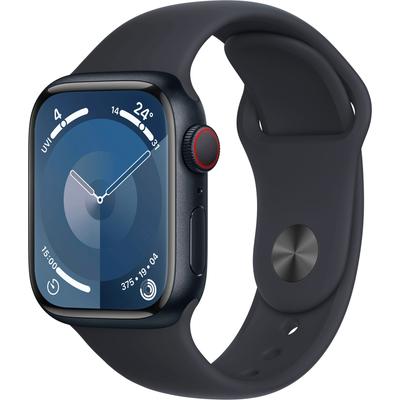 Smartwatch APPLE "Watch Series 9 Aluminium" Smartwatches Gr. 41 mm, Cellular, M/L, Sport Band, schwarz (mitternacht) Sport Band Bestseller