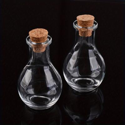 TEMU 2-piece Glass Bottle Set With Cork Stoppers, Perfect For Diy Bead Containers Or Wishing Bottles - Clear, 4.9x8.8cm, 2.2cm Bottleneck, 15mm Hole, 55ml Capacity