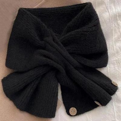 TEMU Cozy Knit -tie Scarf For Women - Soft, Warm & Stylish With Button Detail - Fall/