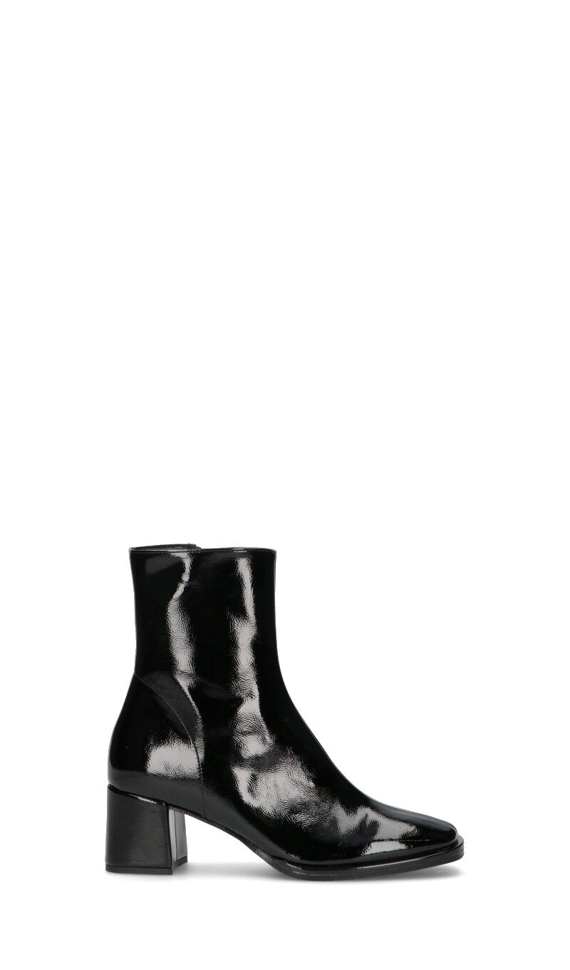 REBECCA VAN DICK Tronchetto donna nero in pelle verniciata