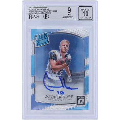 Cooper Kupp Los Angeles Rams signierte 2017 Panini Donruss Optic Rated Rookie #179 Beckett Fanatics bezeugte authentifizierte 9/10 Rookie-Karte Image