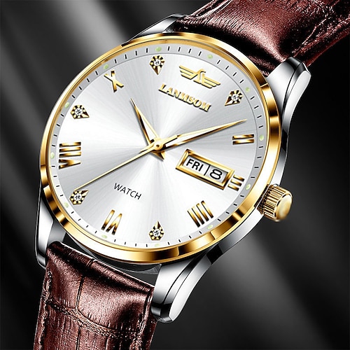 Marken Trend Fashion Sport Dual Kalender Wasserdicht Nachtlicht Vollautomatische Stahlband Quarz Herren Uhr Image