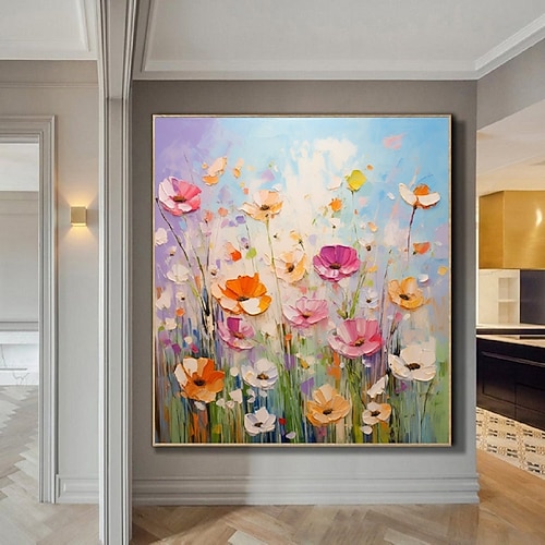 handgemachte Pflaumenblüten Blumen Malerei Palettenmesser abstrakte Blumen Ölgemälde Wand Kunst strukturierte Impressionismus Blumen Gemälde moderne dekorative Gemälde Zimmer Kunst Image