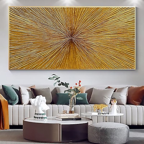 handgefertigtes Ölgemälde auf Leinwand, Wandkunst, Dekoration, moderne abstrakte Textur, goldener Glanz, Wohnzimmer-Sofa-Hintergrund für Heimdekoration, gerolltes, rahmenloses, ungedehntes Gemälde Image