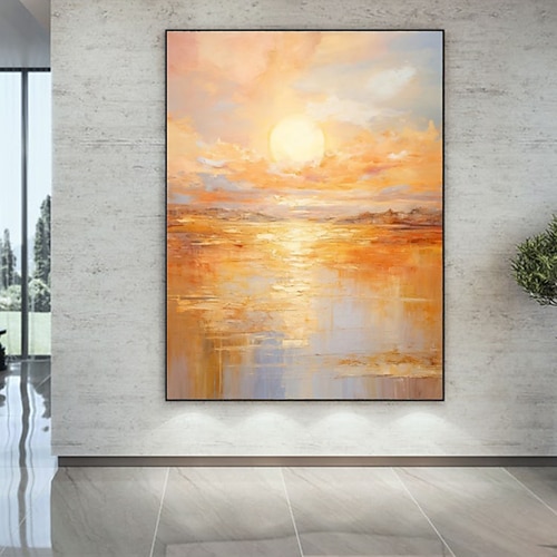 handgefertigtes Ölgemälde auf Leinwand, Wandkunst, Dekoration, abstraktes Messergemälde, Landschaftsblau, für die Inneneinrichtung, gerolltes, rahmenloses, unbelastetes Gemälde Image