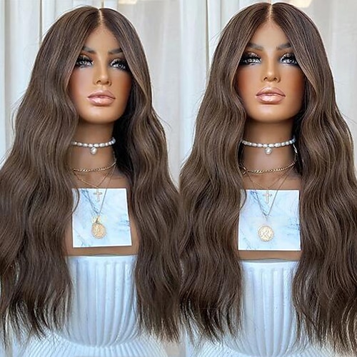 Remy Menschenhaar 13x4 Spitzenfront Perücke Freier Teil Brasilianisches Haar Große Wellen Wellen Rotbraun Perücke 130% 150% Haardichte 100% Jungfrau Leimlos Vorgerupft Für Damen Lang Echthaar Image