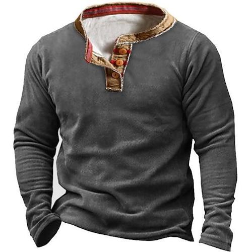 Herren Sweatshirt Pullover Armeegrün Khaki Grau Stehkragen Glatt Patchwork Täglich Festtage Ausgehen Strassenmode Brautkleider schlicht Herbst Winter Bekleidung Kapuzenpullover Sweatshirts
