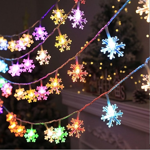 Deko-Lichter Schneeflocke Feenlichterkette Batteriebetriebene/USB betriebene 10/20/40 LED Neujahr Party Feiertag Heim Garten Balkon Baum Deko Image