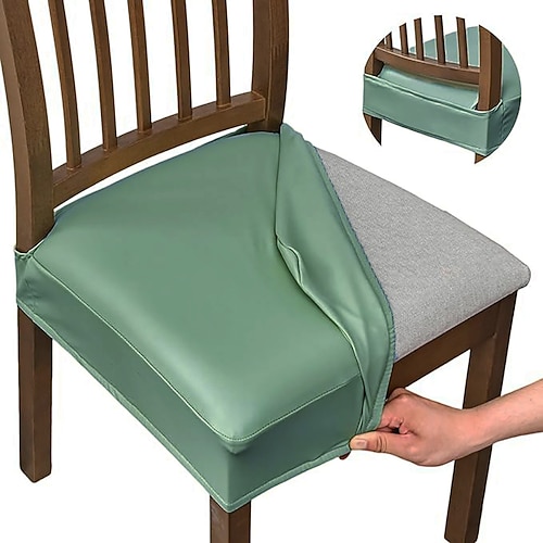 wasserdichte Sitzbezüge Stuhlhussen aus PU-Leder für Esszimmerhocker, Stuhlbezüge aus Polyester mit geometrischem Aufdruck Image
