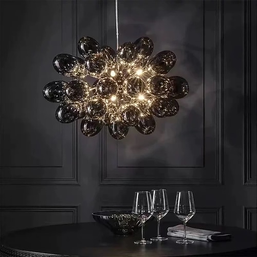 LED-Pendelleuchte 60/80 cm postmoderner Glaskronleuchter in Traubenform mit Blumenmuster im Sputnik-Design G9 Luxus-Heimdekorationsbeleuchtung für Wohnzimmer und Cafés 110-240 V Image