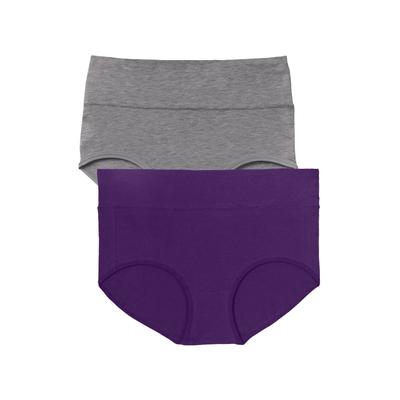 Plus Size Women's Cotton Spandex Comfort Waist Brief 2-Pack by Comfort Choice in Rich Violet (Size 14)