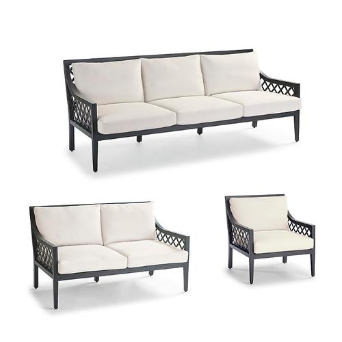 Bowery Seating Replacement Cushions - Loveseat, Custom Sunbrella Rain, Rain Melon Loveseat - Frontgate
