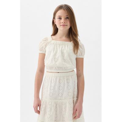 Gap Girls White Floral Puff Sleeve Top (4-13yrs) - White