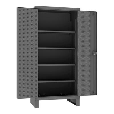 Durham Mfg 36" x 24" x 78" 12 Gauge Steel 4-Shelf Storage Cabinet with Pegboard Panels and 32 Peg Hooks HDCP243678-PB32-4S95