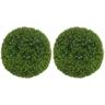 Lot de 2 buis artificiels topiaires artificielles en forme de boule ø 40 cm pe vert