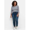 Stretch-Jeans SHEEGO "Große Größen", Damen, Gr. 23, Kurzgrößen, blau (dunkelblau denim), Obermaterial: 96% Baumwolle, 4% Elasthan (LYCRA XTRA LIFE), unifarben, casual, lang, Jeans, Skinny mit Bodyforming-Effekt