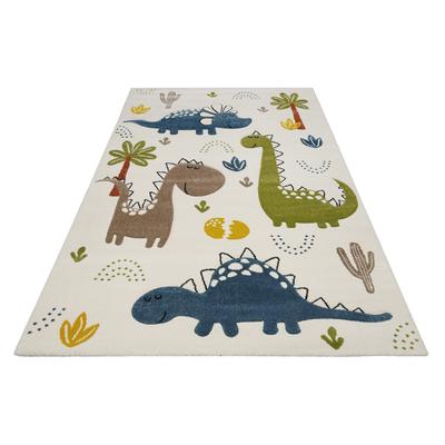 Kinderteppich SMART KIDS "Dino & Friends", bunt (creme,weiß,bunt), B:80cm H:10mm L:150cm, Polypropylen, Teppiche, Moderner Spielteppich, strapazierfähig, pflegeleicht, Konturenschnitt Image