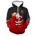 Sweat à capuche 3D Père Noël pour homme, pull unisexe, vin rouge, impression personnalisée, noir, blanc, rouge, imprimé graphique Père Noël, imprimé quotidien, sport, impression 3D, designer,