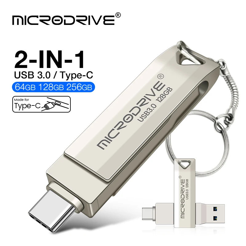 Clé USB 2 en 1 USB 3.0 et Type C OTG, 64 go 128 go 256 go, disque USB haute vitesse, clé USB