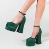 LAIGZEM Frauen Plattform Sandalen Seide Karree 15CM Dicken Block High Heels Pumps Riemchen Schuhe Frau Plus Größe 33 36 39 41