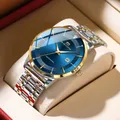 2024 neue Männer Uhr Edelstahl Business Stil Luxus Strass 43mm Blau Gold Quarzwerk Armbanduhr Relogios Masculino