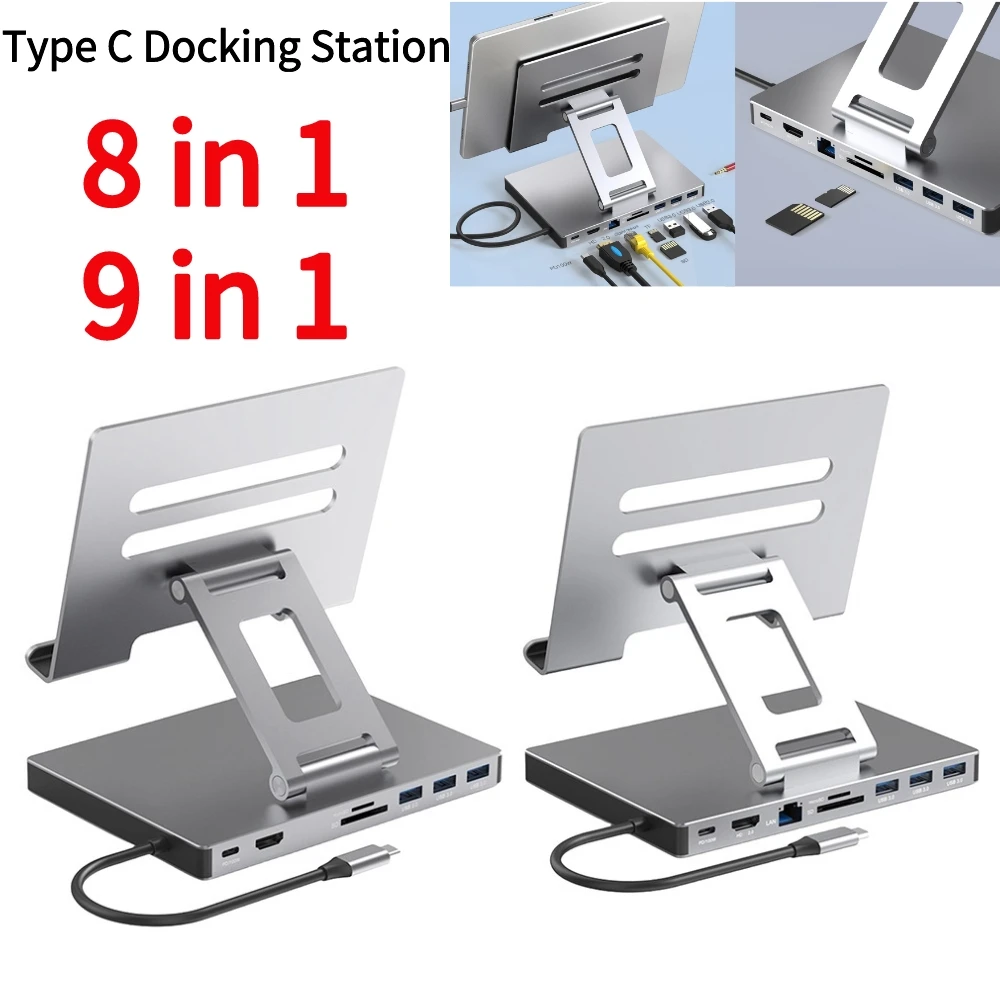 Docking station Laptopst änder Aluminium legierung mehrere Anschlüsse Hub pd USB 3,0 Ständer USB C Docking station SD TF Steckplatz Gigabit Ethernet Image