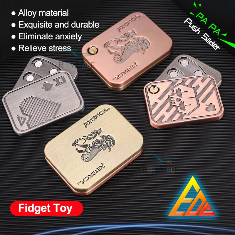 Metall Fidget Push Slider Anti Stress Spielzeug für Erwachsene EDC Finger Spinner Poker Lindern Angst Spielzeug Tragbare Pop Magnetische Slider Image