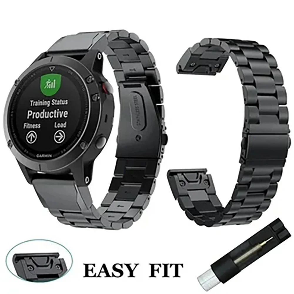 Schnell montage 22mm 26mm Edelstahl armband für Garmin Uhr Fenix 7x7 Solar 6x Pro/Fenix 6 Pro/Fenix 6 Saphir/Vorläufer Image