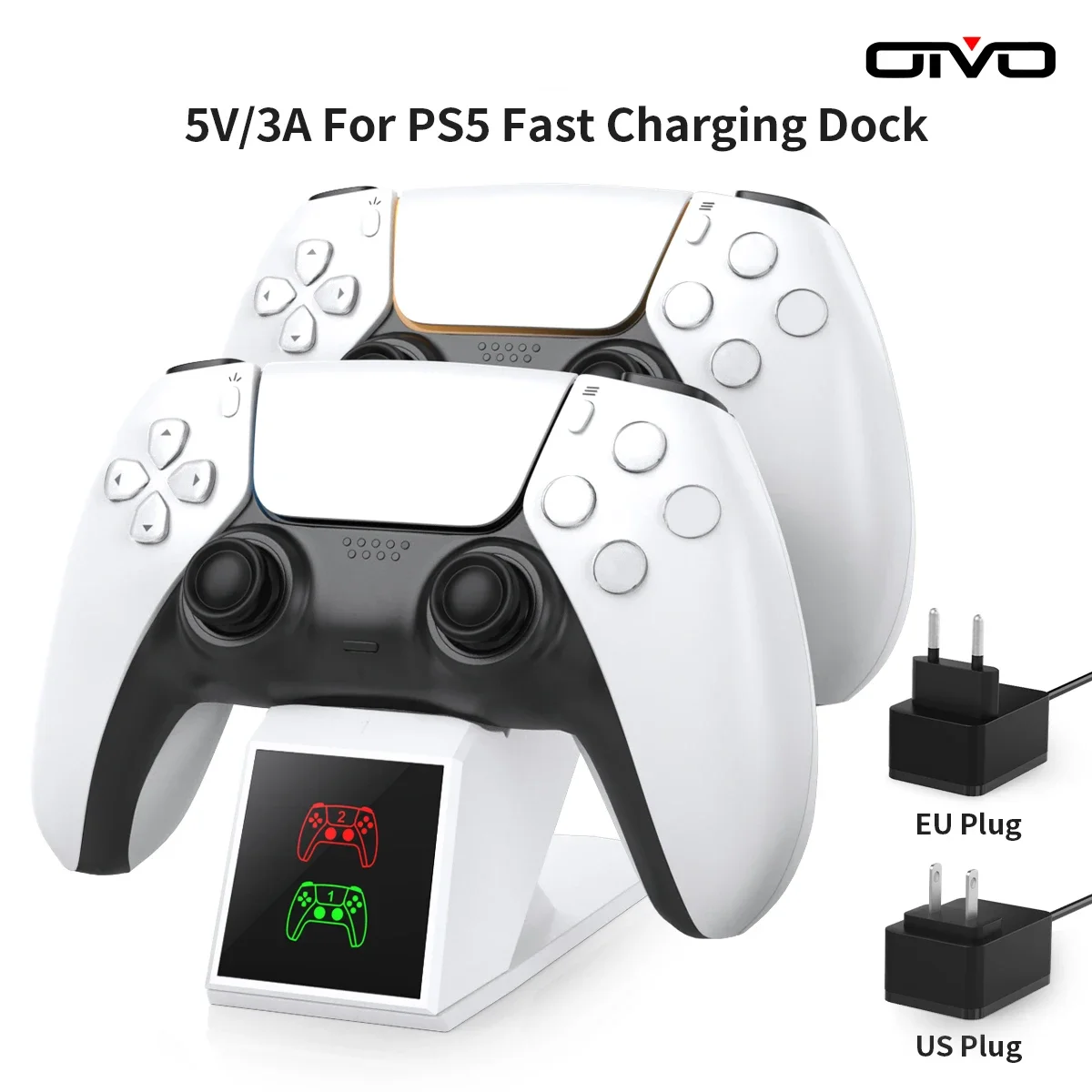 Für PS5 Controller Lade Dock Station 5V/3A Dual Ladegerät Stehen mit Anzeige für Play Station 5 Controller aufladen