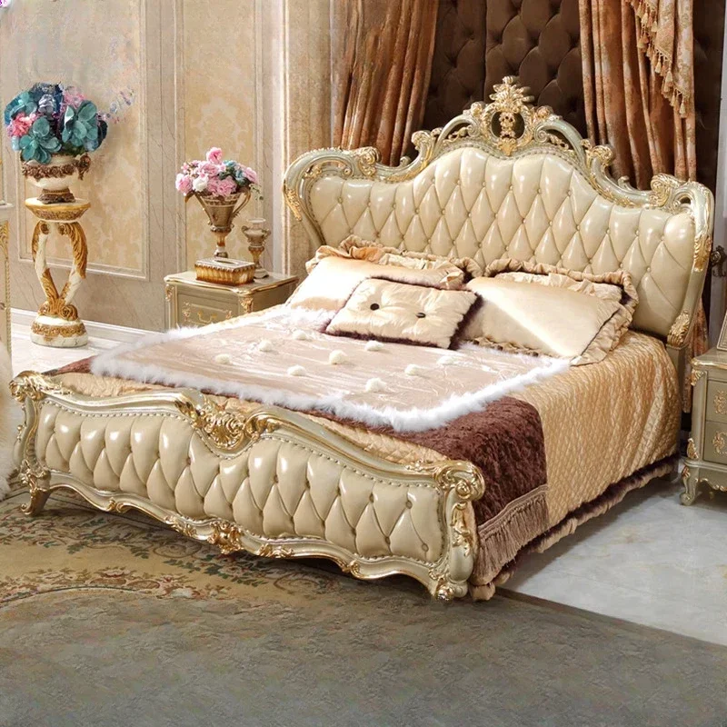 Nordic Luxus Bettgestelle Master Queen King Moderne Salon Bettgestelle Holz Schlafzimmer Letto Matrimoniale Multifunzione Möbel Image