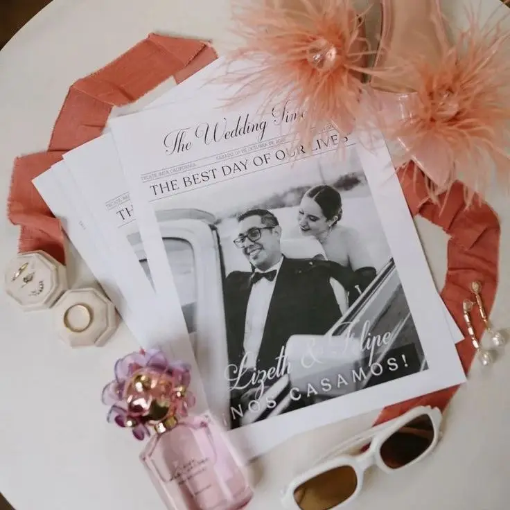 Benutzer definierte speichern das Datum Foto Zeitungs karte personal isierte moderne Hochzeits einladung Postkarte Druck Design Party liefert Geschenk DIY Image