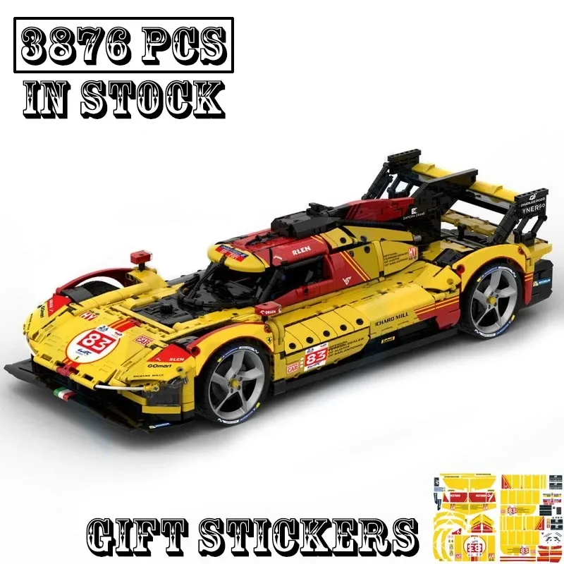 Neues Technisches MOC-185324 Hypercar 499P AF Corse 1:8 Maßstab Le Mans Supercar Modell Baustein-Set Spielzeug Geburtstagsgeschenke
