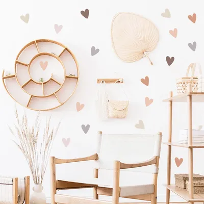 36 Stück herzförmige, trendige Wandaufkleber im Boho-Stil für Kinderzimmer, Wohnzimmer, Image