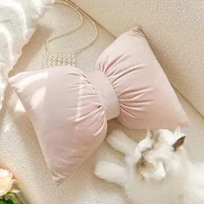 Rosa Schleife Plüschkissen Kissen Weiches Blumenkissen ohne Kern Gefülltes Sofa Bett Schlafen Image