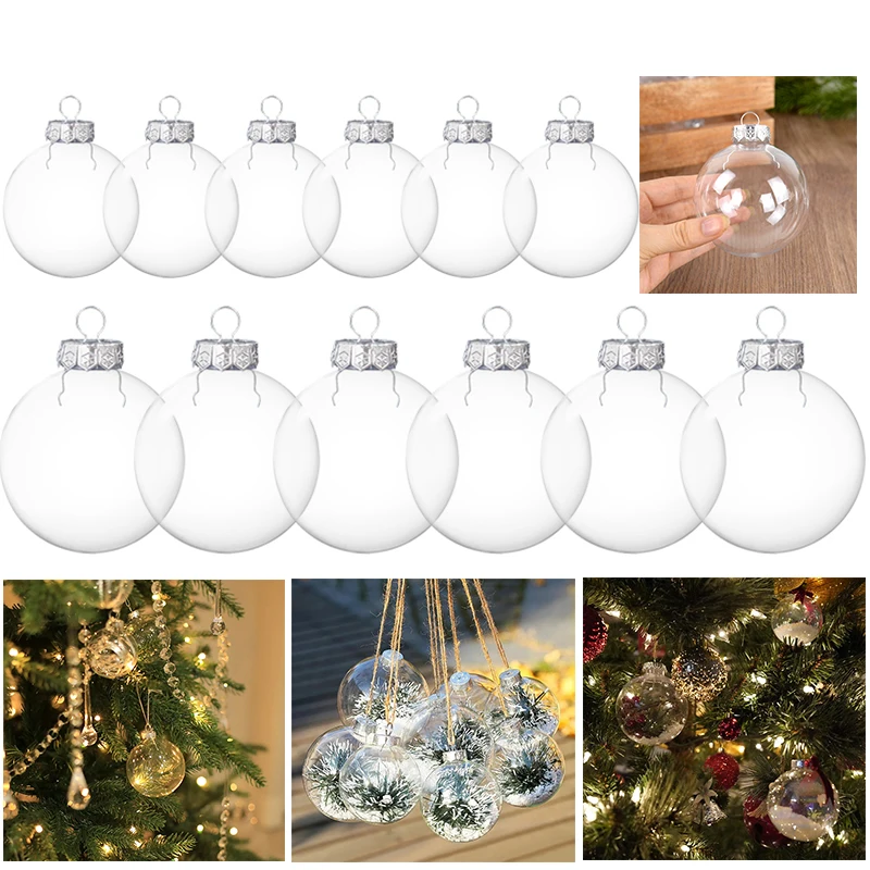 6Pcs 6/8cm Transparent Weihnachten Ball Anhänger Weihnachten Dekoration Für Startseite Weihnachten Bäume Ball Candy Geschenke Befüllbare flitter Neue Jahr Image