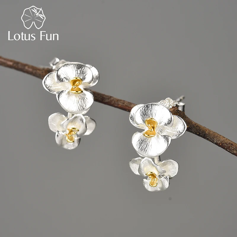 Lotus Spaß elegante Phalaenopsis Blume Creolen für Frauen echte Sterling Silber Original Luxus Qualität neuen edlen Schmuck