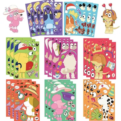 Hund Cartoon Anime Puzzle Aufkleber 8 stücke Gesicht Patchwork DIY Dekoration Aufkleber Kinder Image