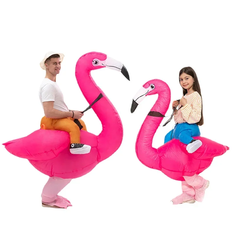 Lustige Karneval Cosplay Flamingo Aufblasbare Kostüme Halloween Kostüm Für Erwachsene Männer Frauen Unisex Kleid Aufblasbare Kostüm Party Image