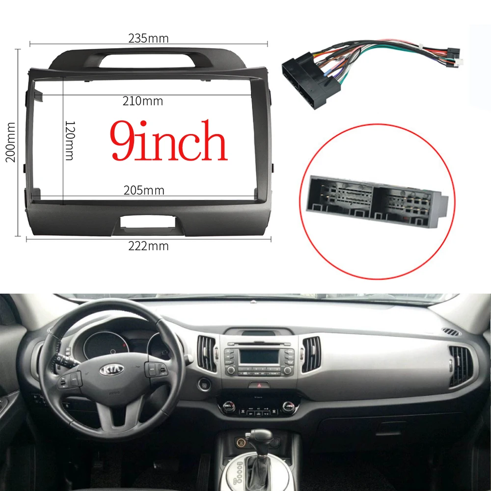 9-Zoll-Autoradio-Blende für KIA SPORTAGE 2010–2015, Stereo-Panel, Armaturenbrett-Installationsset, Doppel-Din-Rahmen, GPS-DVD-Lünette Image