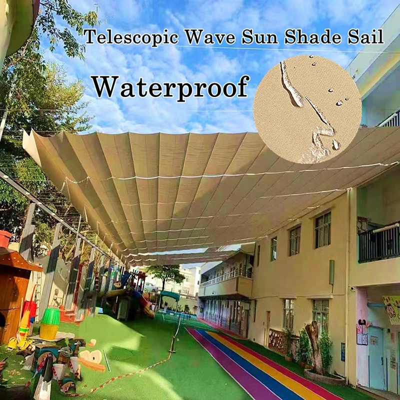 Wasserdichte Teleskop welle Sonnenschutz Segel Outdoor Garten Schatten Segel Größe Polyester Pool Innenhof Balkon Sonnenschutz anpassen Image