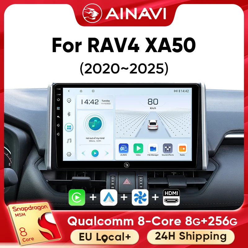 Ainavi Autoradio Für Toyota RAV4 2020 2021 2022 2023 2024 2025 XA50 Drahtlose Carplay Android Auto Auto Multimedia 4G Stereo 2 Din Image