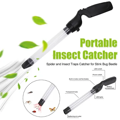 Handheld Bugs Fly Vacuum Cleaner LED Lighting Insect Fly Catcher Trap Vacuum Bug Catcher for Stink Bug Moth Cockroach Spider Ant