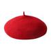 Beanie for Boys Kids Autumn and Winter Vintage Solid Color Warm Beret Pumpkin Hat Plush Woolen Beret Red