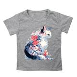 XYIJANI Tshirts Girls Summer Loose Casual Trendy Cute Cat Printed Short Sleeve T Shirt Top Tops (Gray 90)