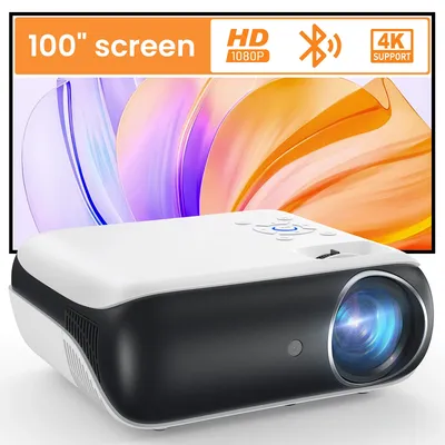 HAPPRUN Projector, native 1080P Bluetooth projector, portable outdoor, full HD mini projector, home