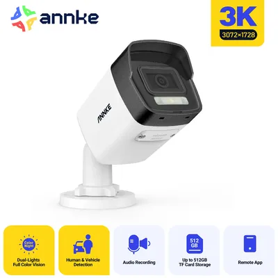 ANNKE 3K IR Network Camera Built-in microphone Indoor Outdoor Security Cameras H.265+ 5MP Support